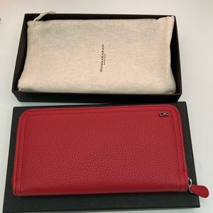 Donna Karan Leather long wallet - red NEW